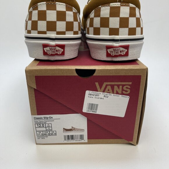 Vans Classic Slip-On Color Theory Golden Brown Skate Shoes Men Sz 12 US NEW - Picture 6 of 10